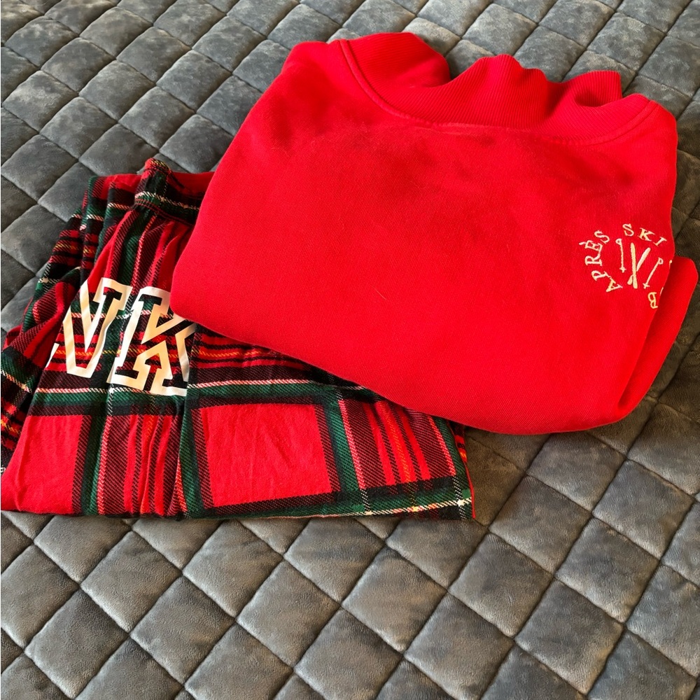 Victoria’s Secret Pajamas pants plaid & Sweatshirt